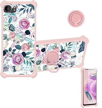 Case Compatible for BlackBerry Keyone Dtek 70 Dtek70 Mercury Phone Case Cover [with 1* Tempered Glass Screen Protector][Hard PC + Soft Silicone][Ring Support] [Colorful Reflect Light] IMDF-HUA3