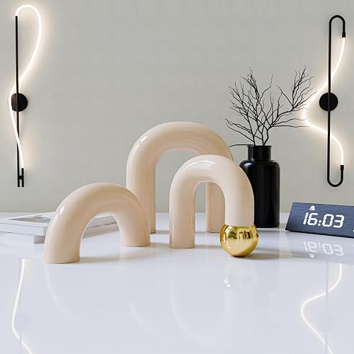Boho Bookshelf - Neutral Japandi Home Decor Accents, Coffee &