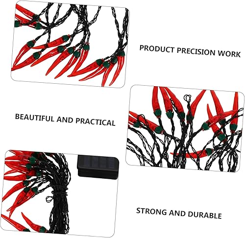 Miniatura 4 de UKCOCO 3 juegos de luces de cadena de chile rojo LED jardín colgante luz LED escena luz Navidad luz de hadas luz solar luz al aire libre lámpara de