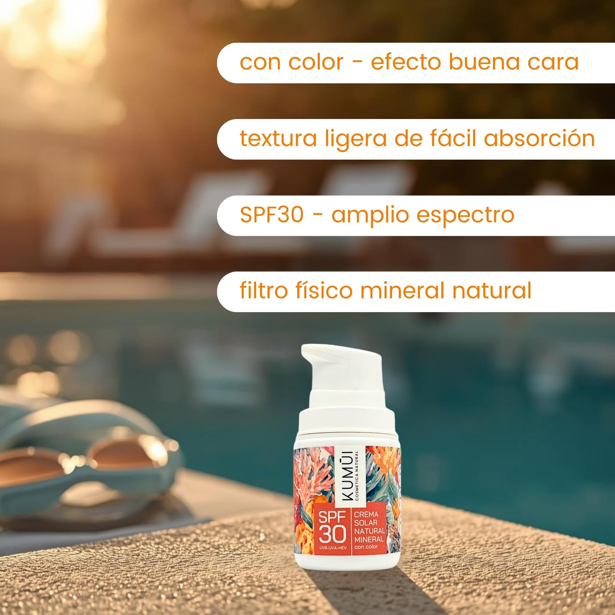 Kumui Protezione solare minerale viso o corpo UVA UVB HEV anti-età