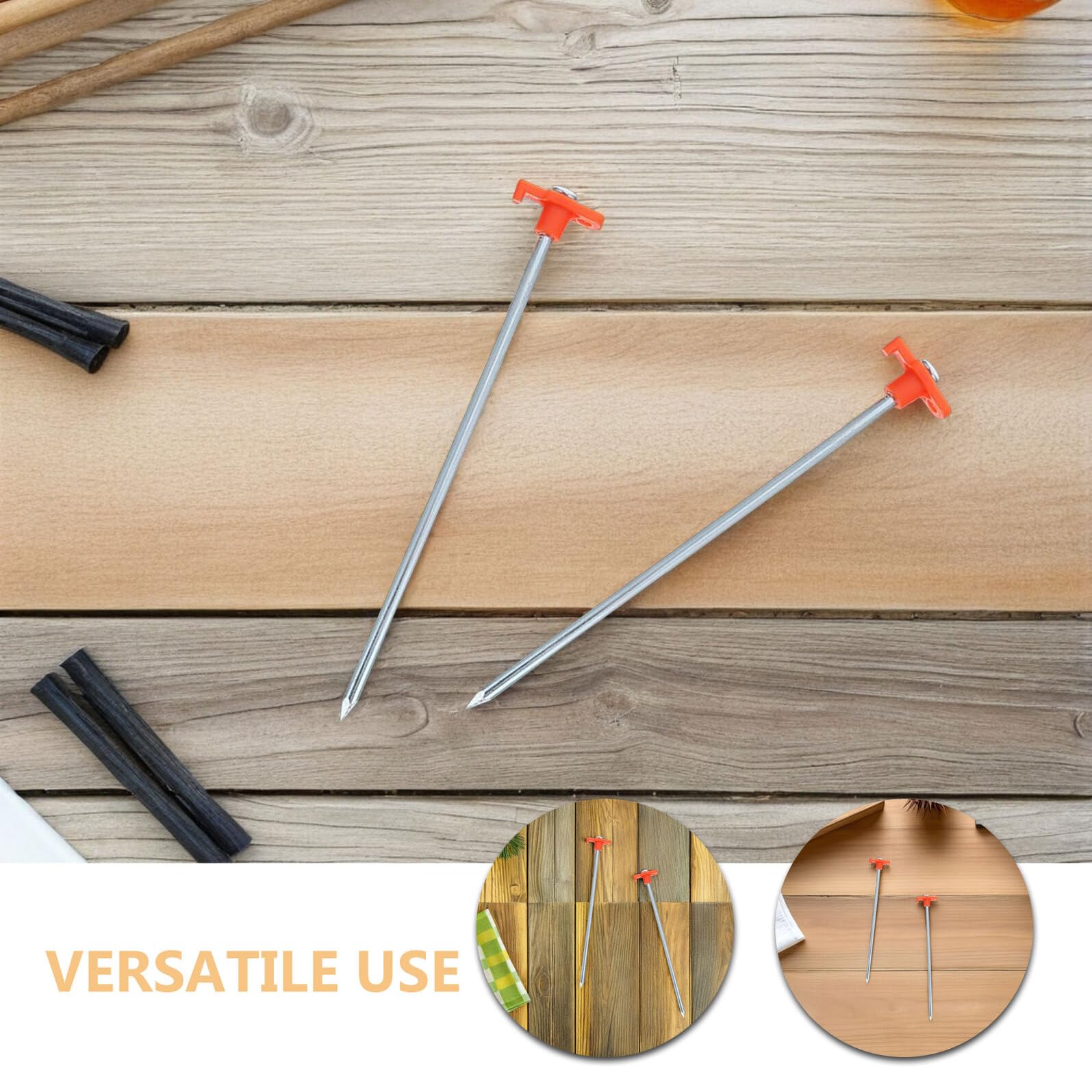 Lot de 16 Piquets de Tente Métalliques Robustes Orange 6X250Mm Piquets Renforcés pour Sol Dur Ancrage Profond pour Camping Plage et Auvent Accessoires de Fixation Outdoor