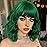 Nnzes Short Wavy Bob Wig with Bangs for Women Shoulder Length Curly Green Synthetic Heat-Resistant Fiber Hair for Daily & Party Use