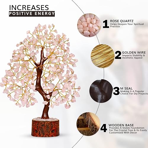Miniatura 3 de Árbol de cuarzo rosa, piedras de chakras, cristales de reiki y piedras curativas, piedras preciosas y cristales, árbol de cuarzo, regalos