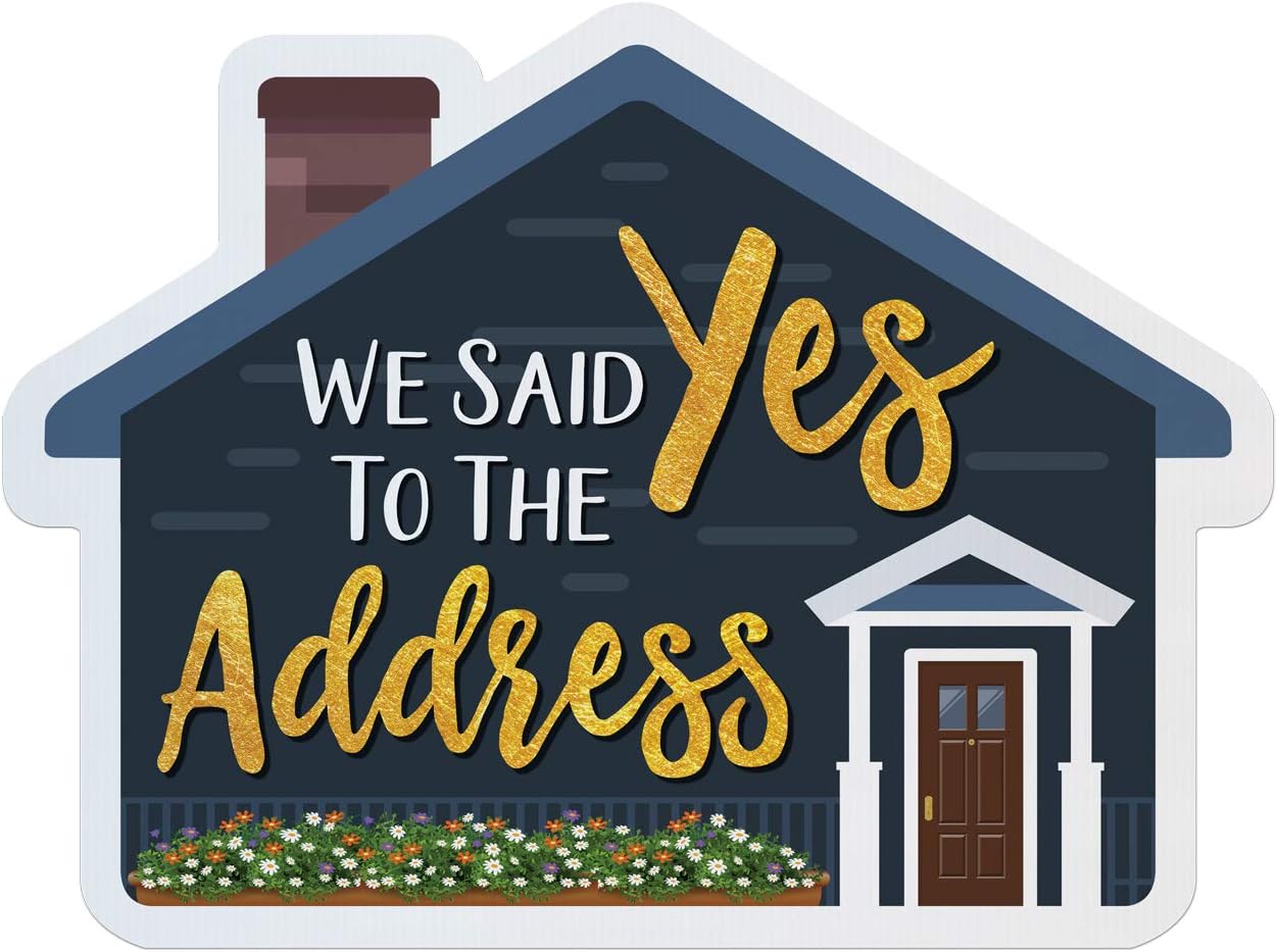 Calendars and More,Inc. Real Estate Social Media Testimonial Photo Prop Signs - Great for Instagram,Twitter and Facebook (House Shape - 1 Sign,Double Sided,House - Home Sweet Home/Yes to the Address)