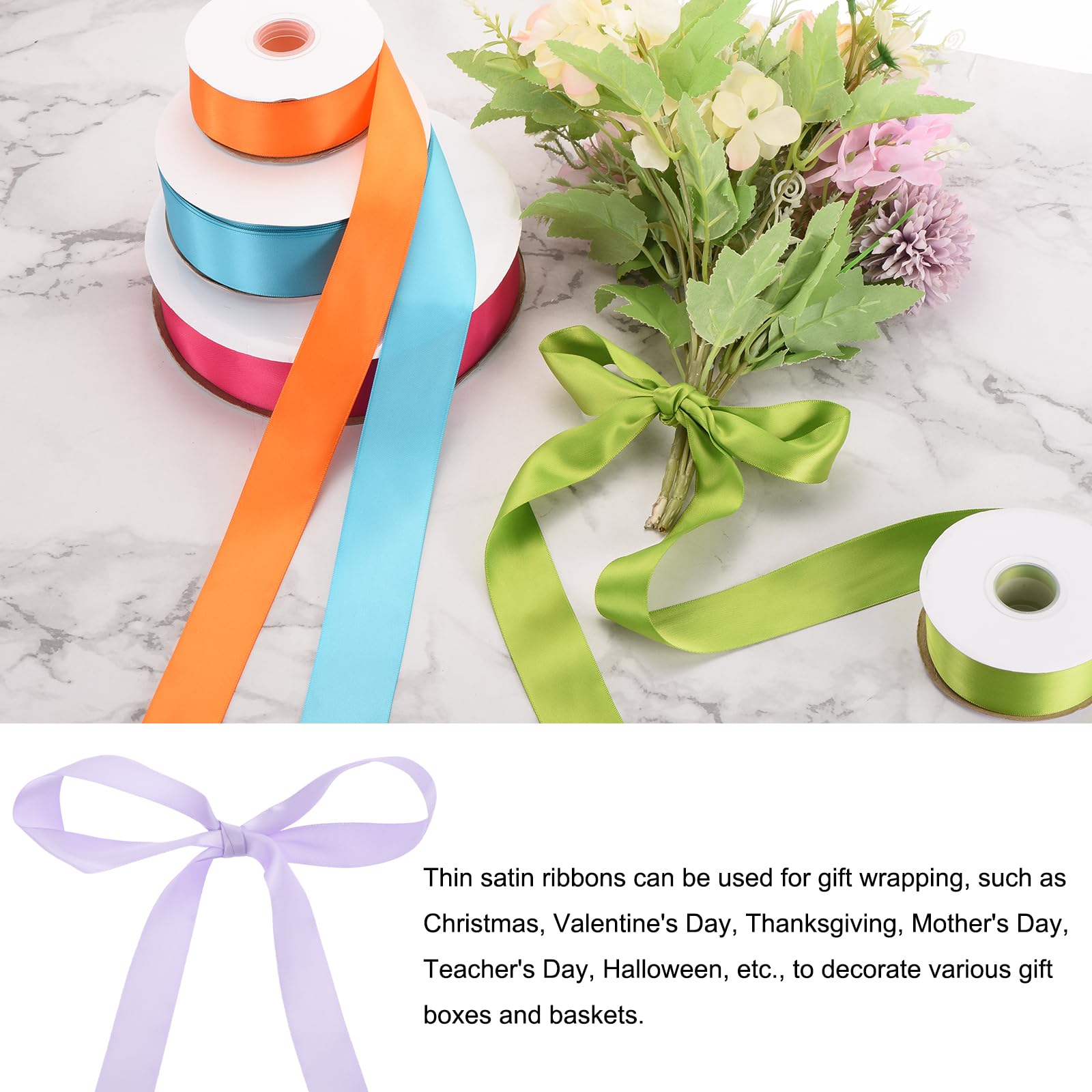 Rebower 38mm Satin Ribbon 46m Thick Double Face Grosgrain Silk Ribbon, [for Gift Wrapping, Hair Bows, Wedding,… - Image 3