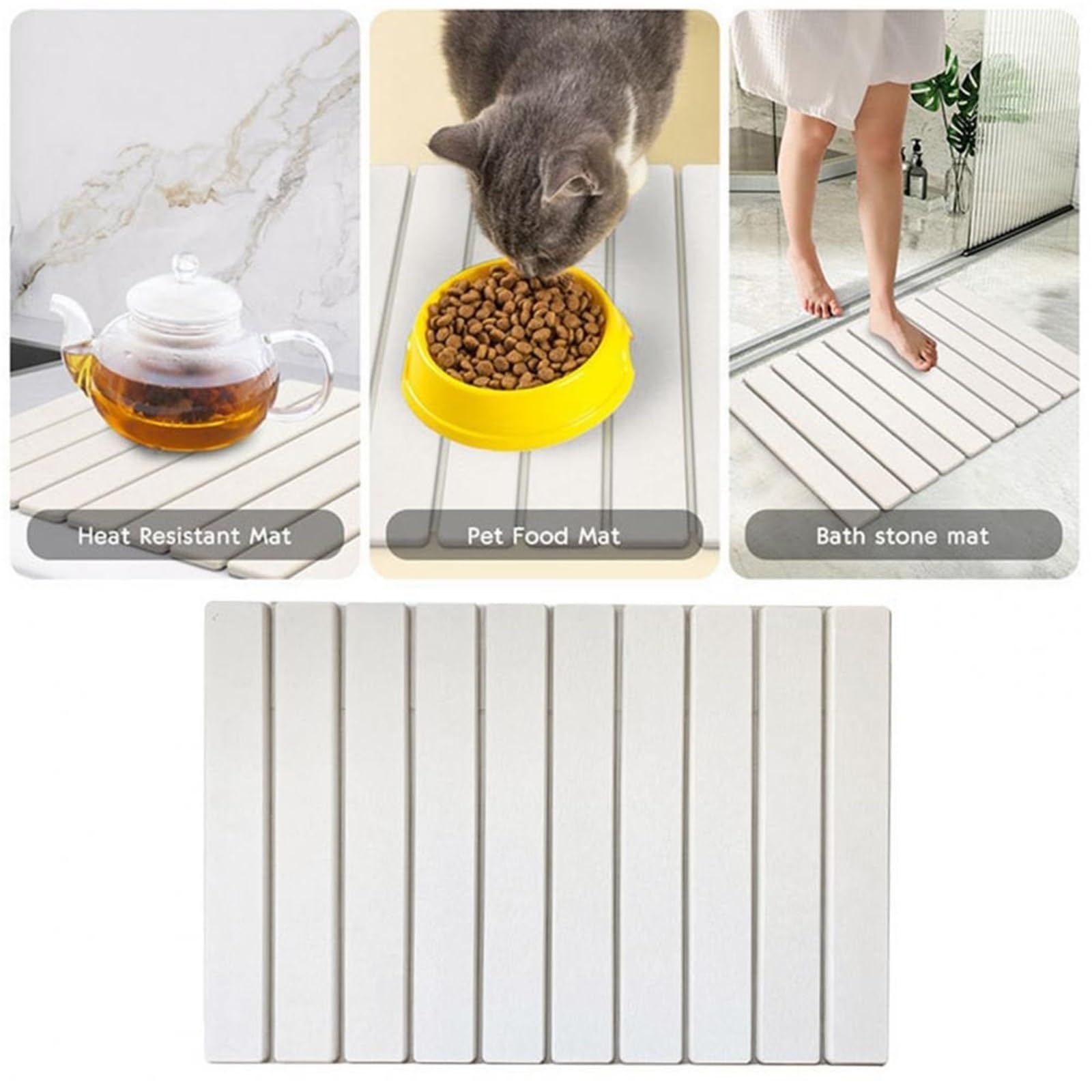 Tapis égouttoir à Vaisselle Pliable, Grand Format, for Plan de Travail Cuisine pour Les Éviers Et Les Plans(White)