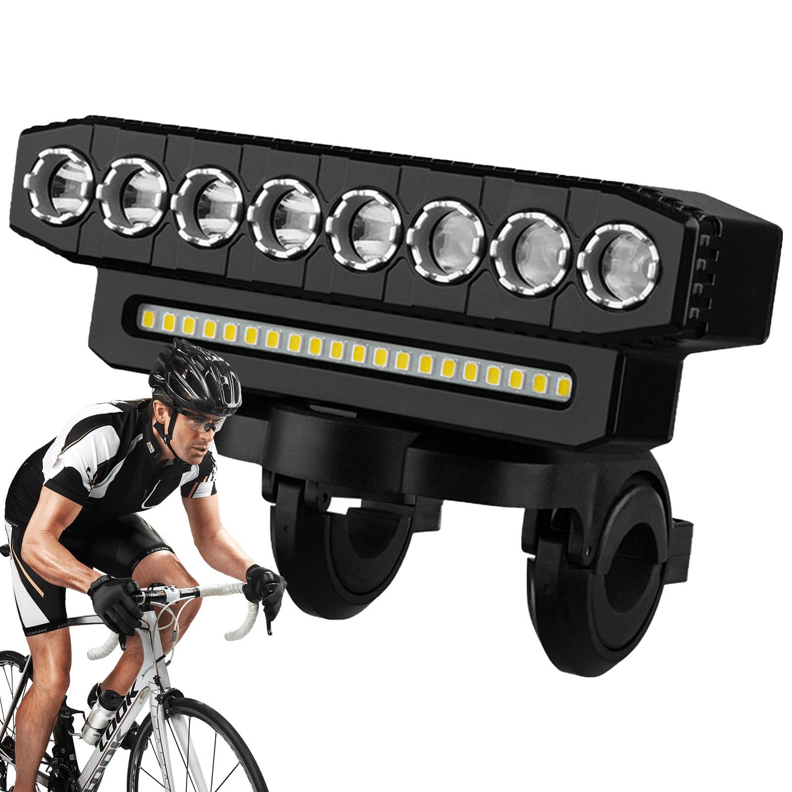Illuminazione per bicicletta, illuminazione per bicicletta ricaricabile - Set di fari LED e luci posteriori ultra luminose ricaricabili tramite USB, 500 lumen | 6 modalità di guida Higyee