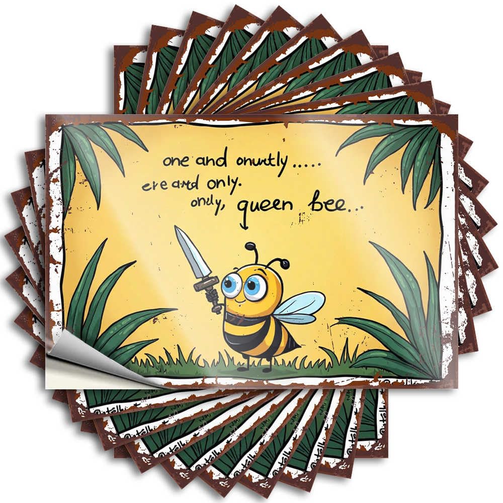 Bumper Western | Heavy Case Queen Bee with Sword: Cartoon Illustration for Fishing(8X12CM)