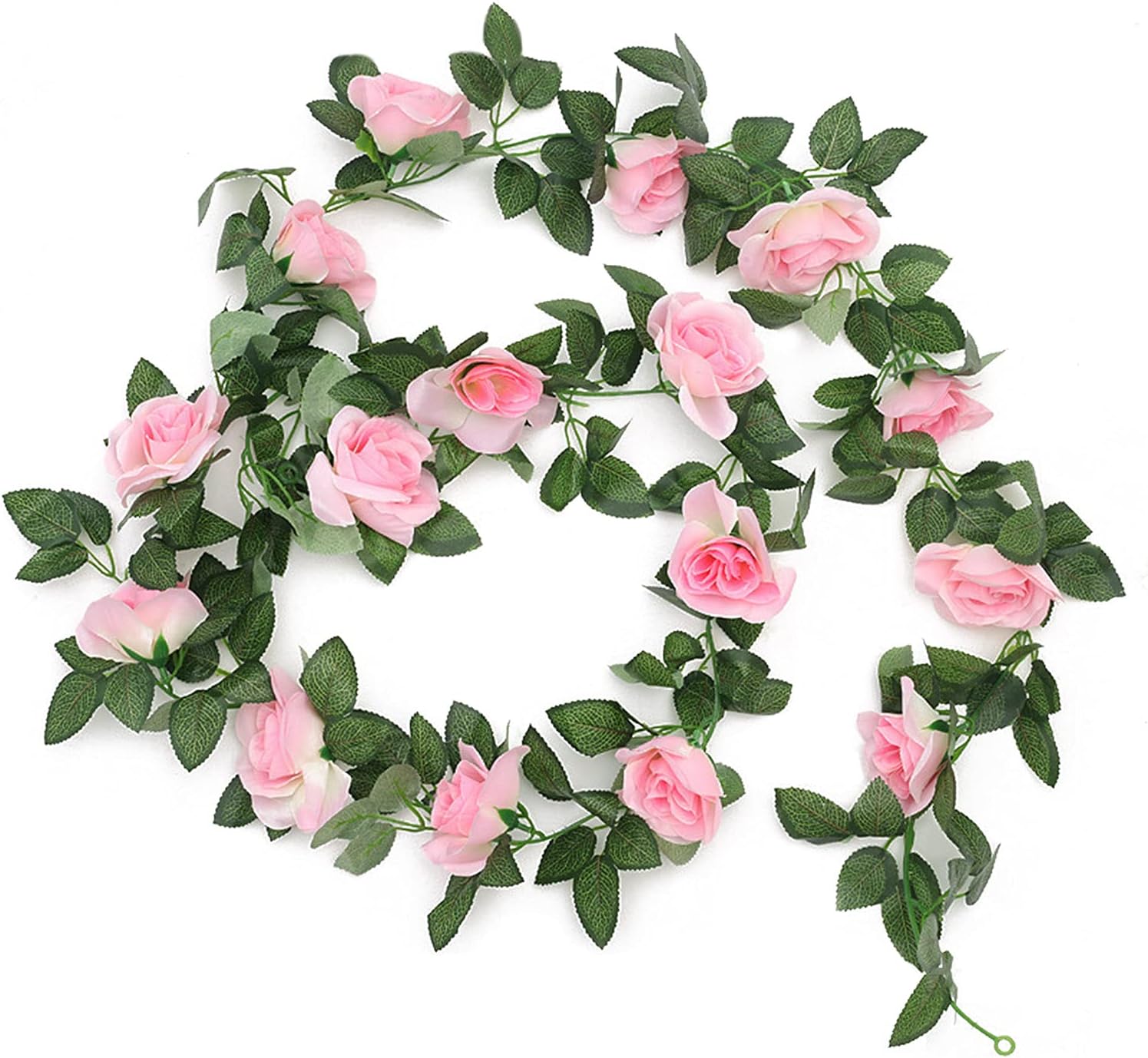 TSHAOUN 2 Pack Artificial Rose Vines Garland Fake Flower Plants Arts Hanging Decoration for Outdoor Indoor Home Kitchen Garden Office Wedding Ceremony Hotel Party 2 x 7.5 FT(Pink) - Image 3