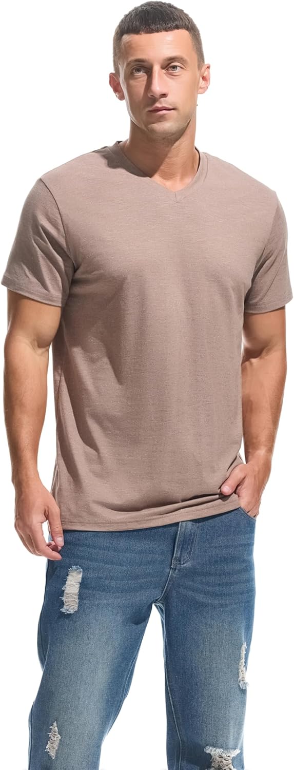 KLIEGOU Men's V Neck T Shirts - Casual Stylish Fitted Stretch Tees for Men - Image 2