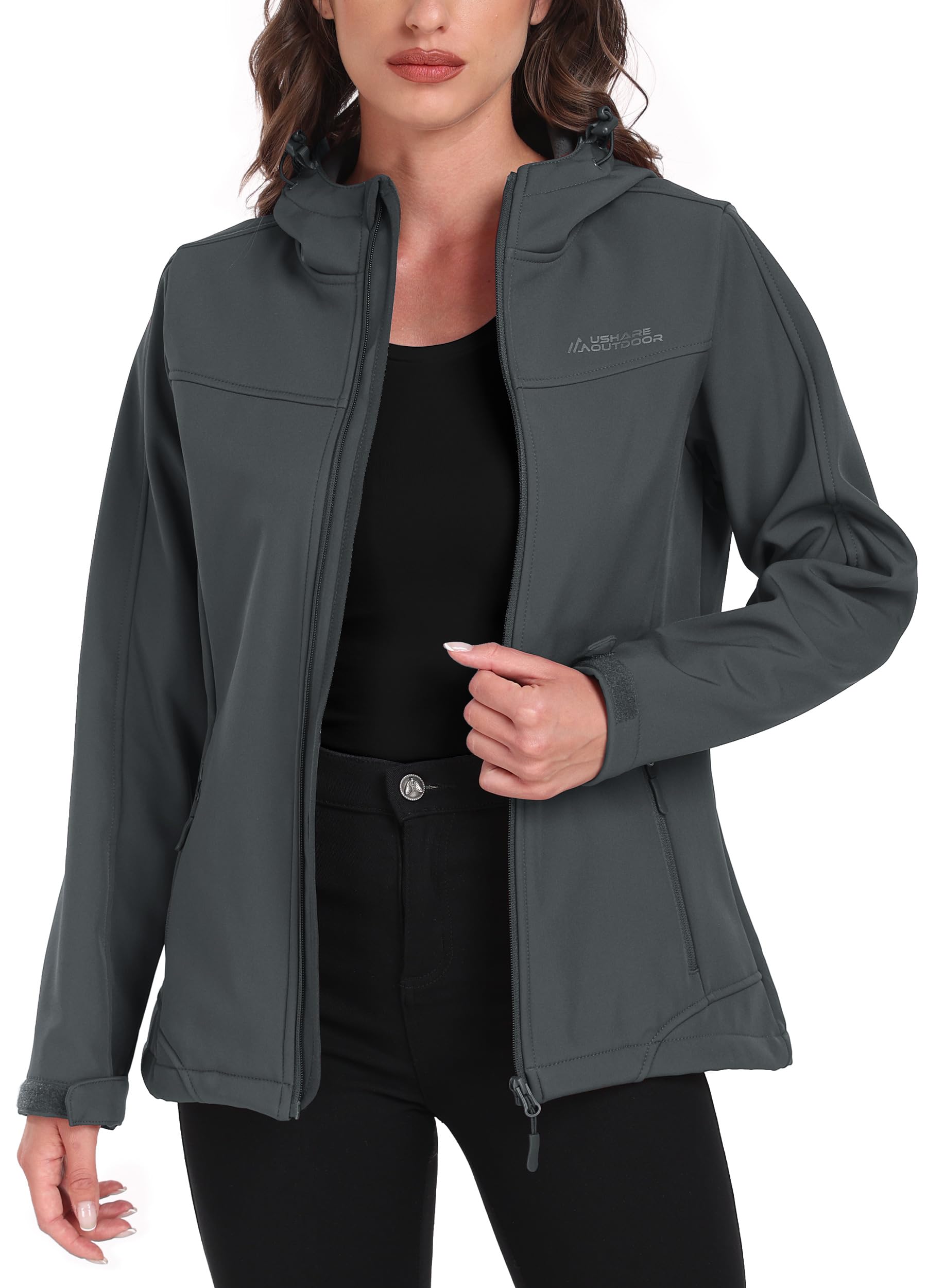 ATLASLAVA Softshelljacke Damen mit Kapuze Regenjacke Fleecejacke Wanderjacke Gefüttert Jacken Outdoor Wandern S-3XL