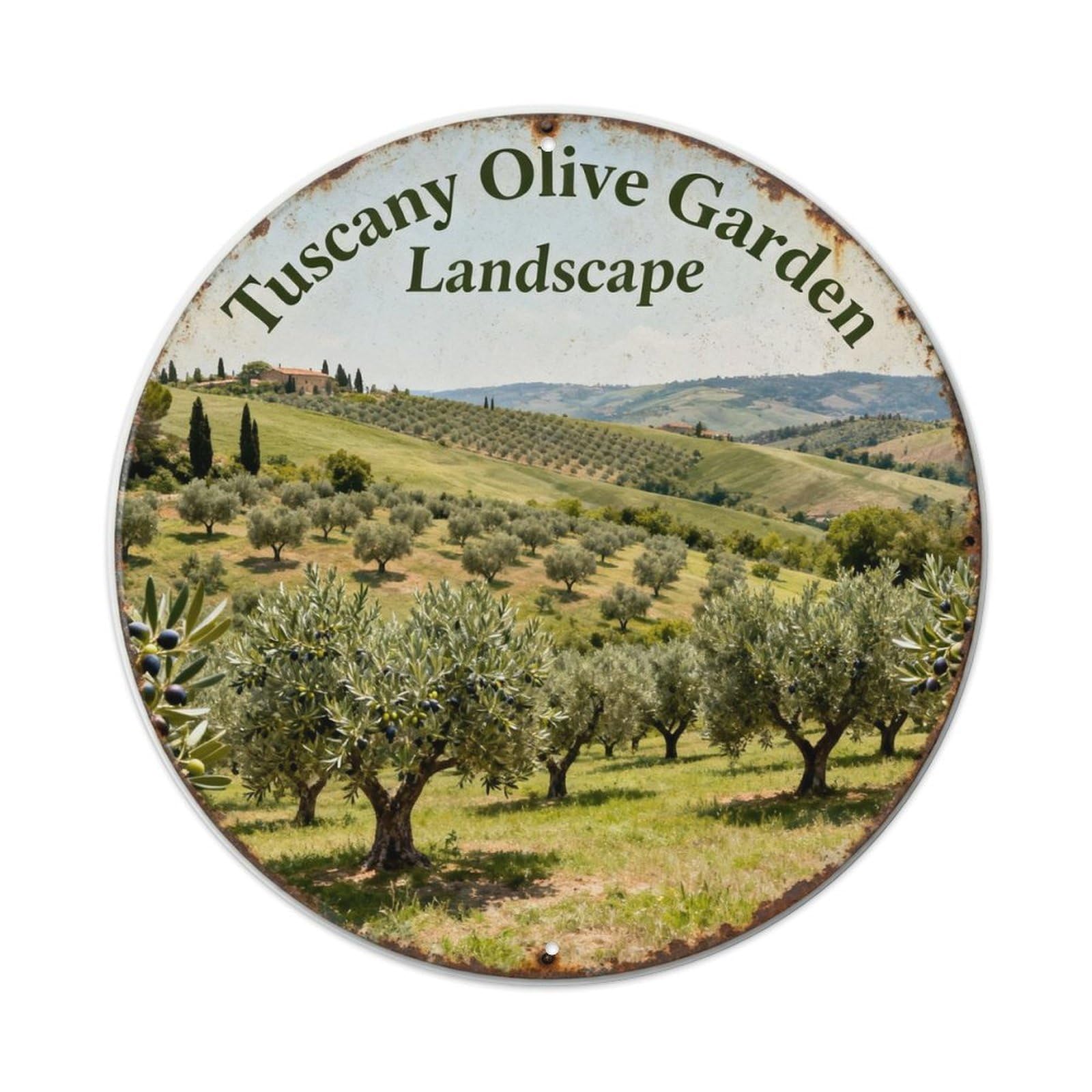 Tuscany Olive Garden Landscape Metal Tin Sign Plaque