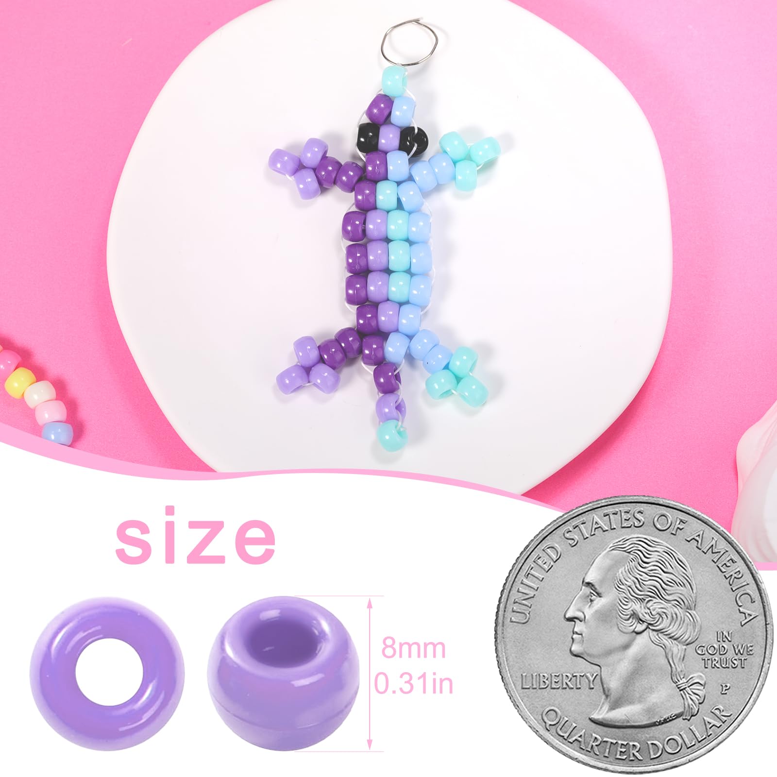 Kucyk koraliki luzem 1200 szt. wielokolorowych plastikowych koralików do tworzenia bransoletek, warkocze do włosów DIY rękodzieło biżuteria Kandi breloczki i ozdoby dekoracje