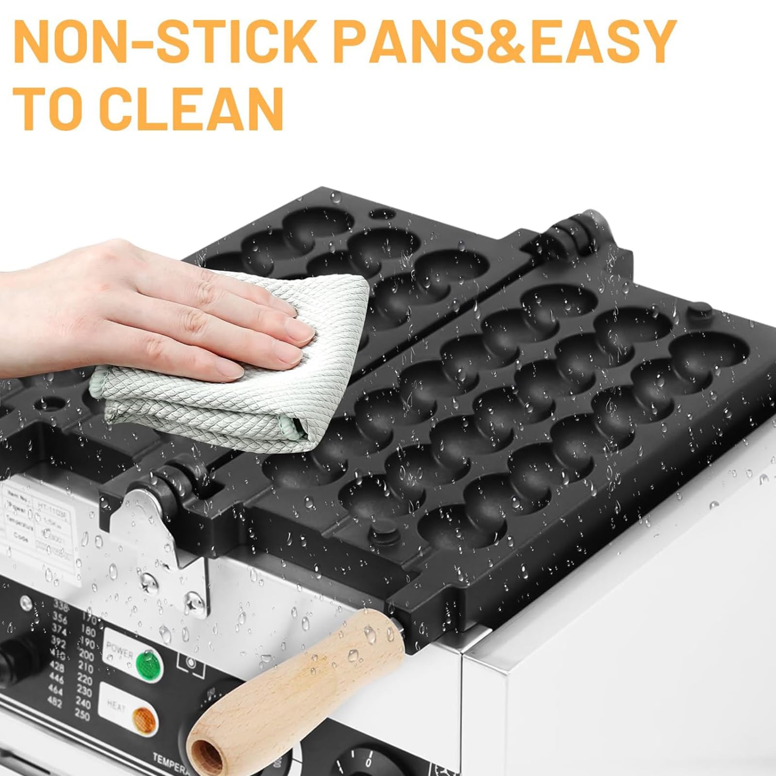 Gofrera De Bolas Comerciales, Máquina para Hacer Gofres De Brocheta De Burbujas Antiadherente 1400W, Plancha De Gofres para Panaderías,Restaurantes,Quioscos, Control De Tiempo Y Temperatura