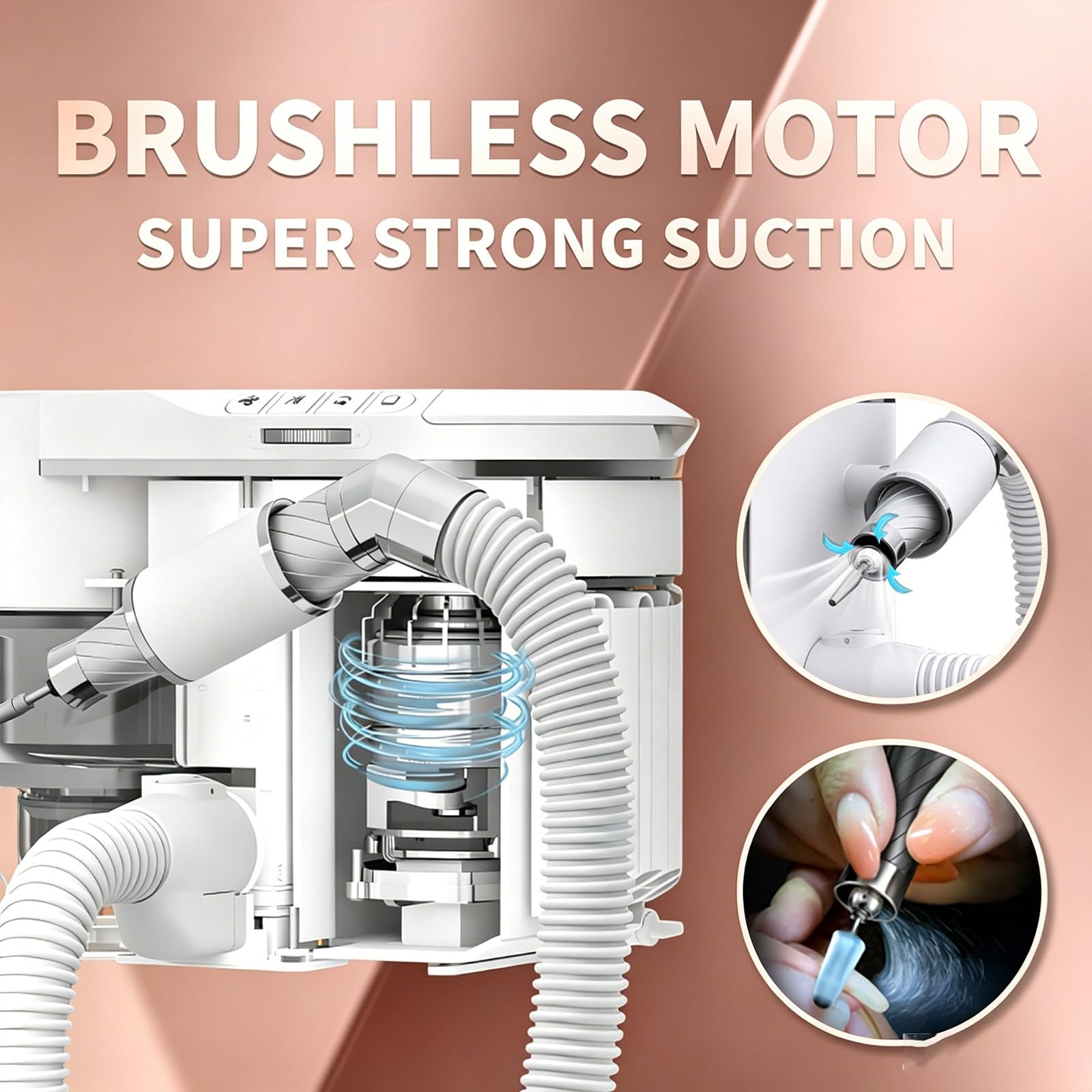 Profi Staubabsauger Und Nagelpolierer 2-in-1 | Kombination Für Maximale Effizienz | 30.000 U/Min | Bürstenloser Motor Für Langlebigkeit | Geräuscharm ≤68 dB | Mit Einstellbarem White