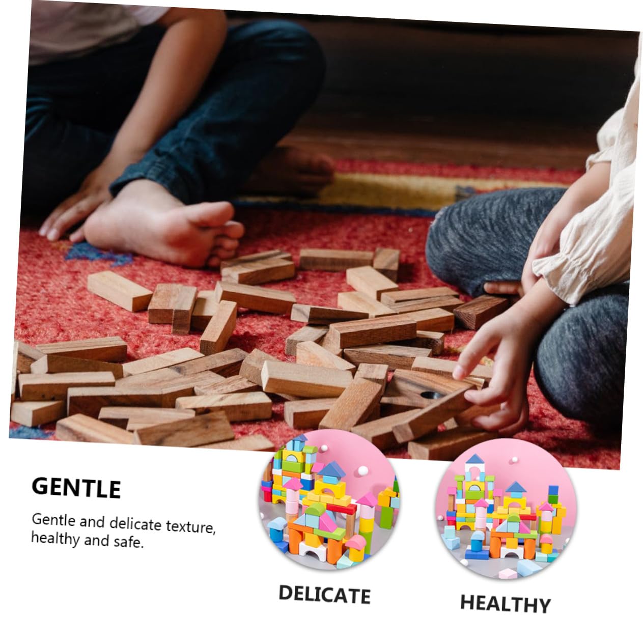 Gatuida 100pièces Blocs de Construction Bois pour Garçon Fille Jouet de Construction Éducatif Bois Blocs Colorés pour Bébés