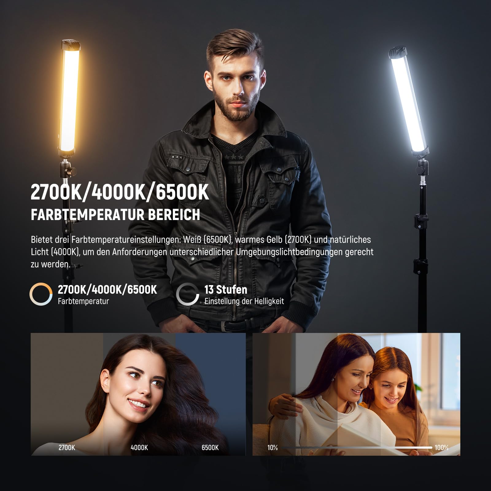 NEEWER Basics 12" Magnetischer RGB Lichtstab, CRI95 dimmbarer 8W LED Handheld Videoleuchtstab mit 51 RGB Modi, 2000mAh Akku für YouTube, TikTok, Kamera Streaming, Studio Videoaufnahmen, SL30