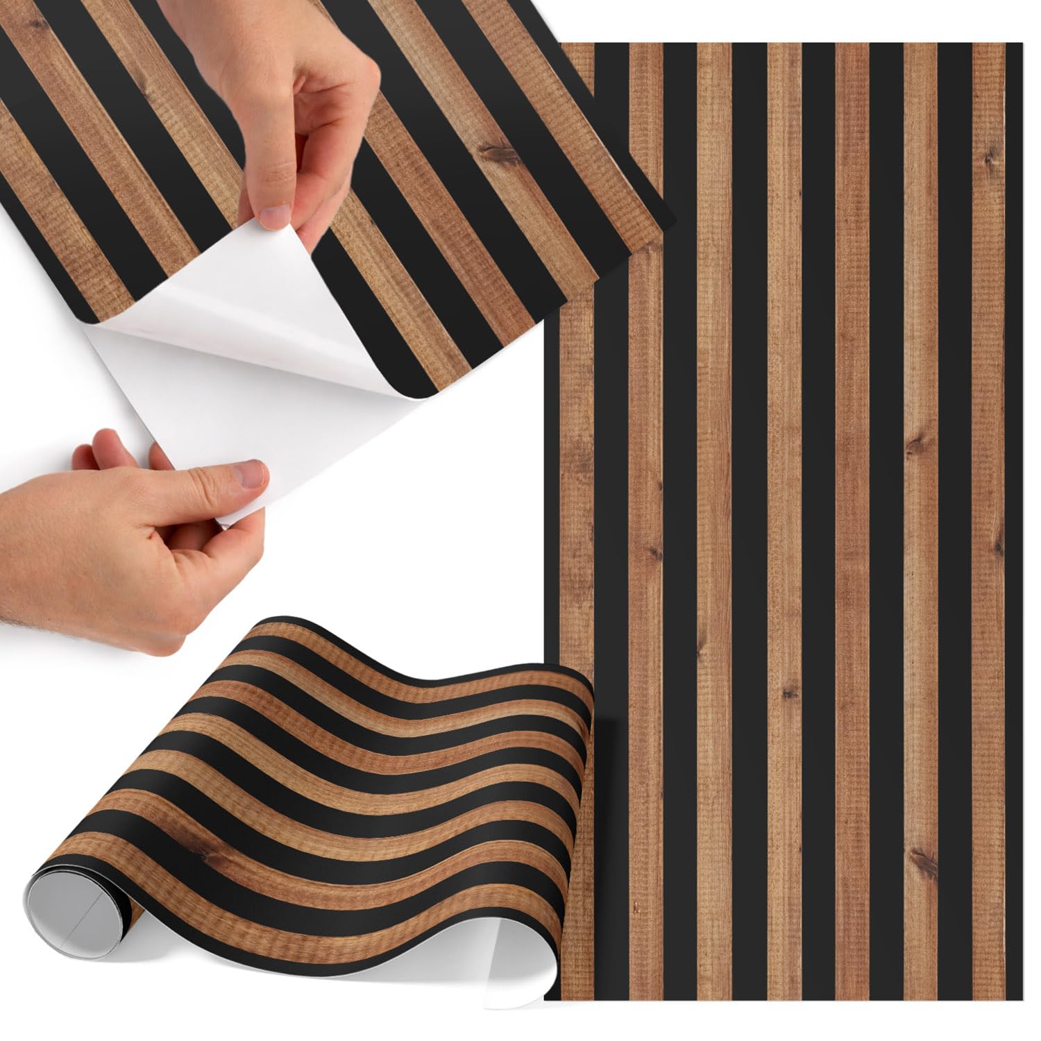 Papel para forrar muebles autoadhesivo decorativo de listones de madera mate
