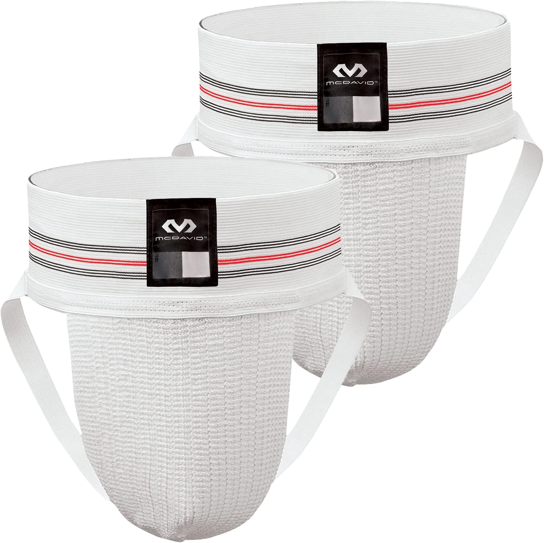 McDavid Men's Athletic Supporter with Stretch Mesh Pouch, Jock Strap Protection, (Cup NOT Included) Pack of 2