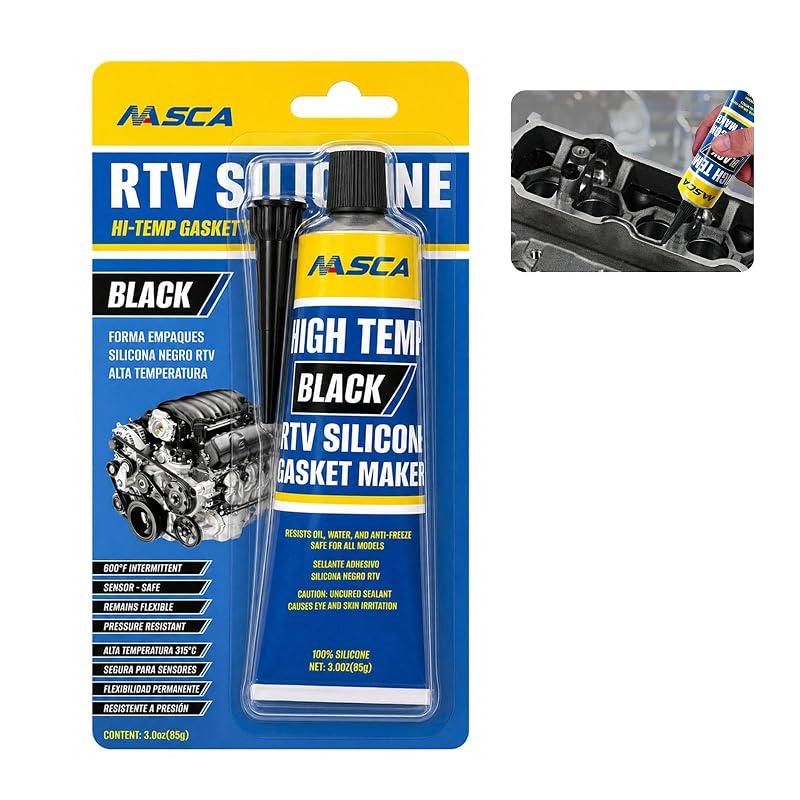 NASCA Black RTV Silicone Sealant preto para juntas automotivas, até 316 °C, 85 g
