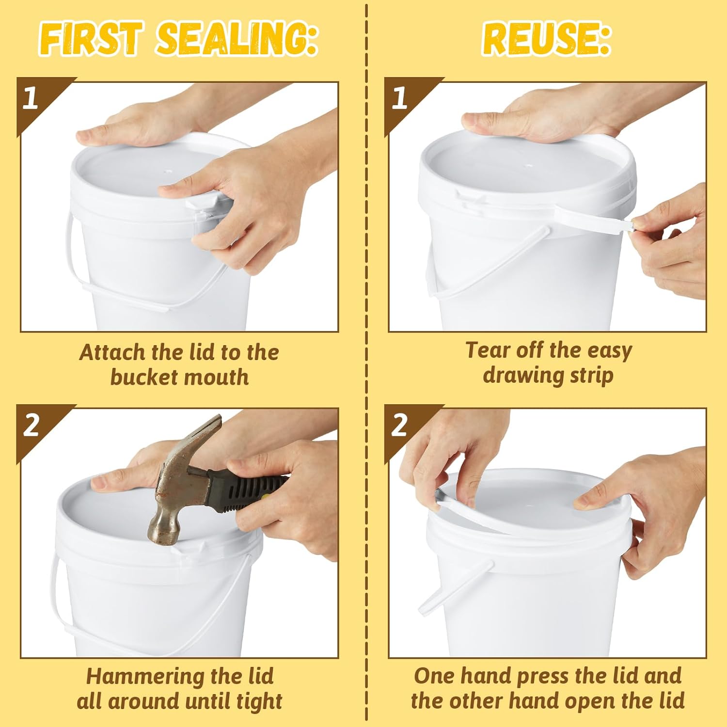 2 Pack Paint Bucket for Painting Empty Paint Cans 1 Gallon Plastic Paint Containers with Lids & Handles Paint Storage Containers 4 Quart Paint Cans with Lids Paint Pail for Leftover Paint - Image 4