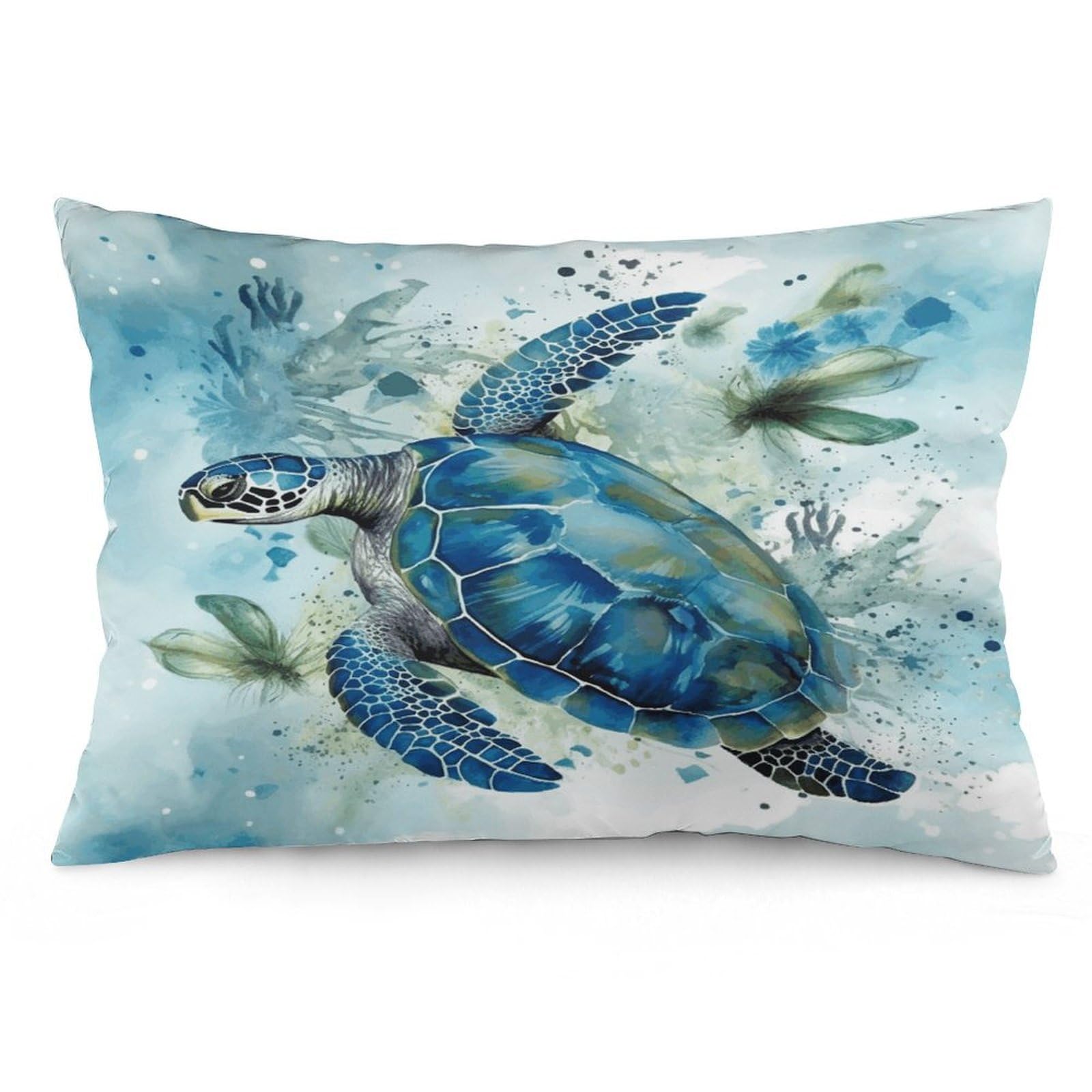 Sea Turtle-Blue Throw Pillow Cover Soft Lumbar Pillow Covers with Zipper Breathable Rectangular Cushion Case Polyester Pillow Case Decorative Body Pillow Cover for Couch Bed