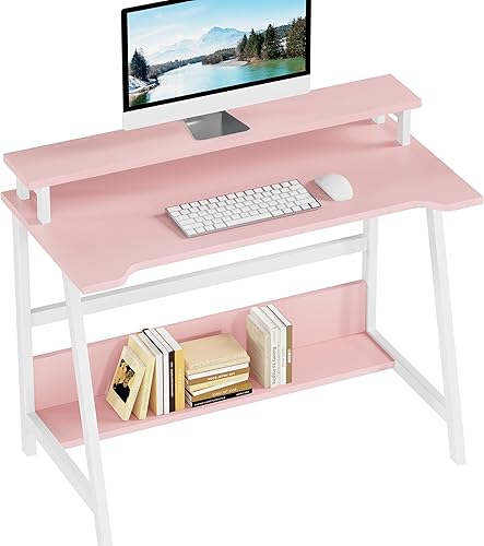 Miniatura 11 de ALISENED Escritorio de oficina pequeño de 31.5 pulgadas con almacenamiento, escritorio pequeño para espacios pequeños, escritorio compacto de