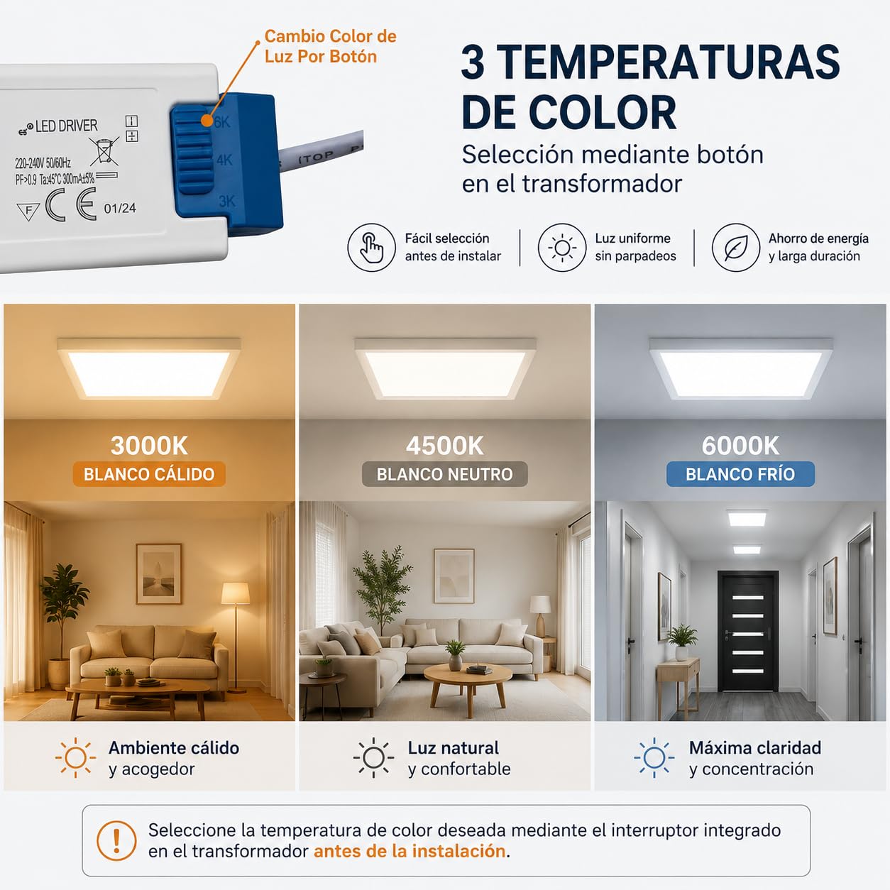 Plafoniera LED Quadrato 30x30cm, 24W (Pack 5) Luce Calda 3000k Superficie Luce a LED Sottile Per Soggiorno, Sala da Pranzo, Cucina, Ufficio ONSSI LED