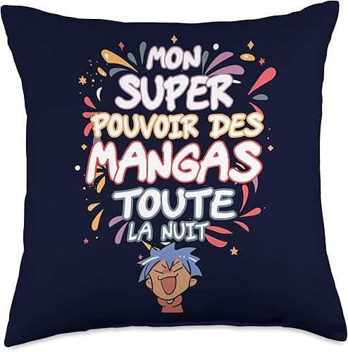 AMM - Anime Manga Manhwa Design graphique Style Manga Humour animé japonais Japon Throw Pillow, 18x18, Multicolor