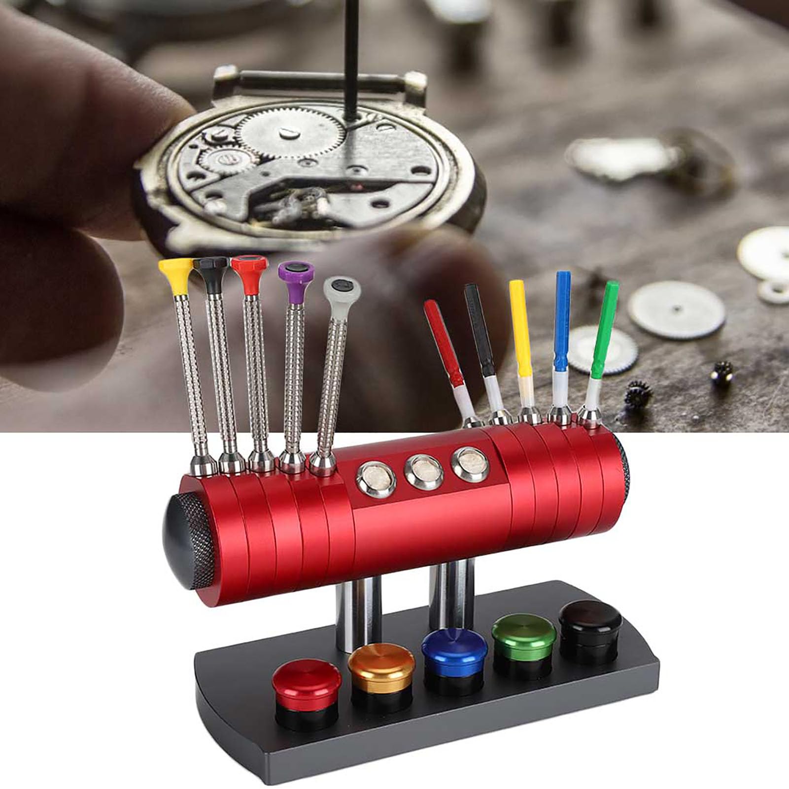 Set di 10 strumenti per la riparazione di orologi con supporto per cacciavite per penna a olio professionale a griglia