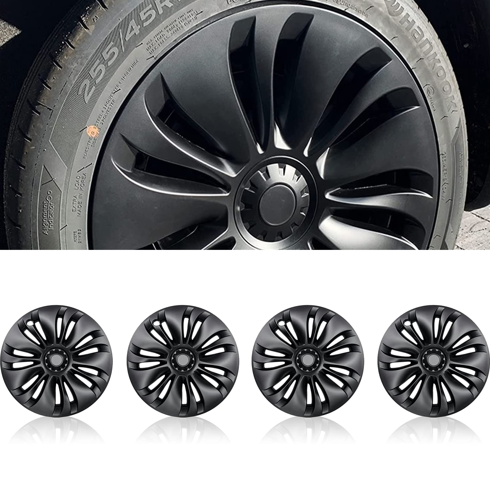 Photo 1 of Halero Tesla Model Y 19 Inch Wheel Cover Hubcaps ABS Rust Wheel Caps Protect Cover Kit fit 