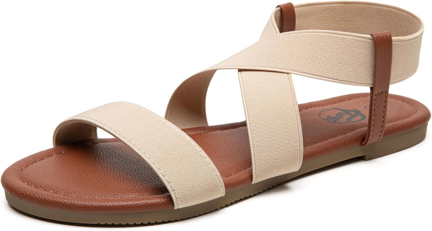 Trary Sandals Women, Womens Sandals, Flat Sandals for Women Dressy Summer, Women’s Sandals, Elastic Sandals for Women, Cute Sandals, Open Toe Dress Sandals,Wide Sandles Womans, Sandalias Para Mujer