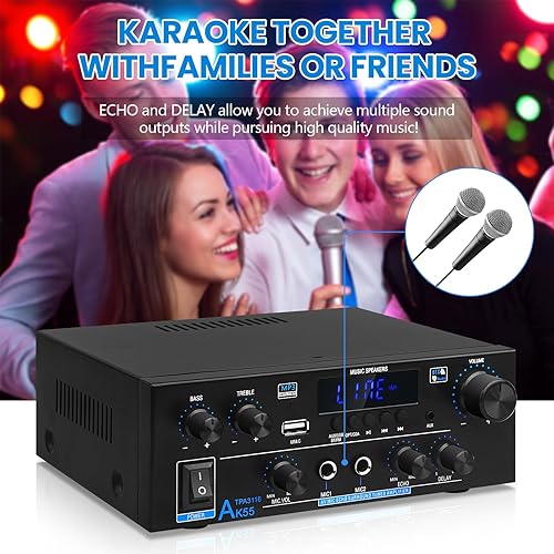 Miniatura 3 de Amplificador Bluetooth AK-55 Plus Receptores Estéreo Amplificador 2.0 Canal RMS 70W x2 Mini Amplificador de Potencia para Altavoces con chips