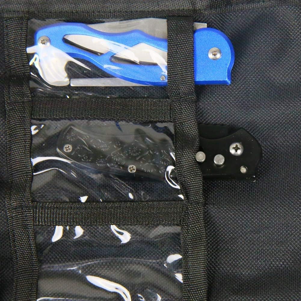 New Product Versatile Tactical Pocket Knife Display Case, Heavy Duty Large Folding Knife Roll, Durable Small Knife Holder Carrier Protectors with 24 Slots, Carry Handles and Secure Buckles Greatest Product Versatile Tactical Pocket Knife Display Case, Heavy Duty Large Folding Knife Roll, Durable Small Knife Holder Carrier Protectors with 24 Slots, Carry Handles and Secure Buckles