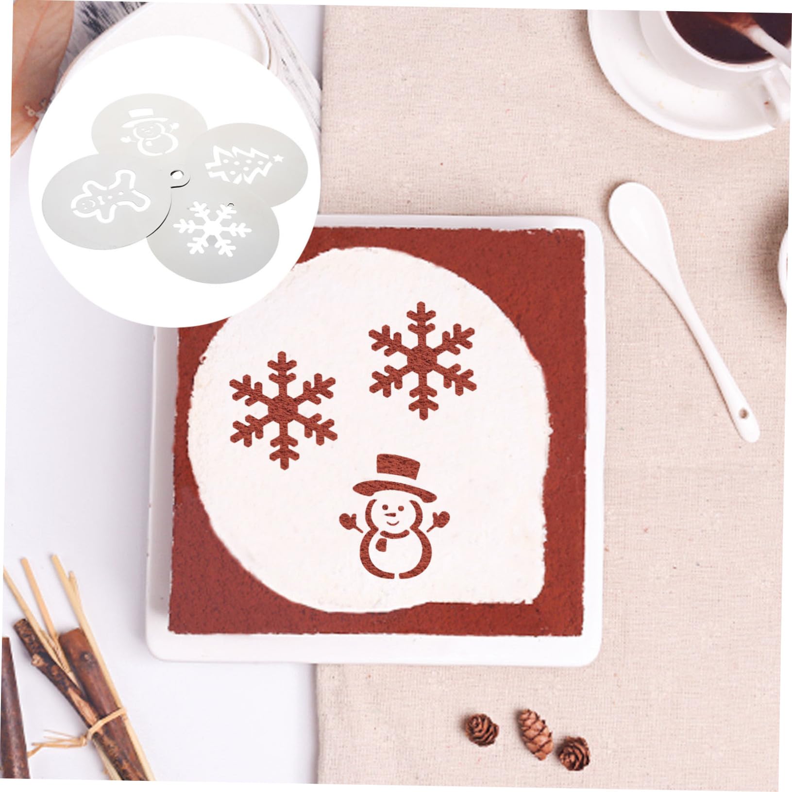 PRETYZOOM 3 Juegos Colador De Glaseado Navideño Café Plantillas Navidad Latas De Pastel De Números Cajas De Pastel Plantillas Para Decorar Cafe Decoraciones Acero Inoxidable Silver 4 Uds * 3