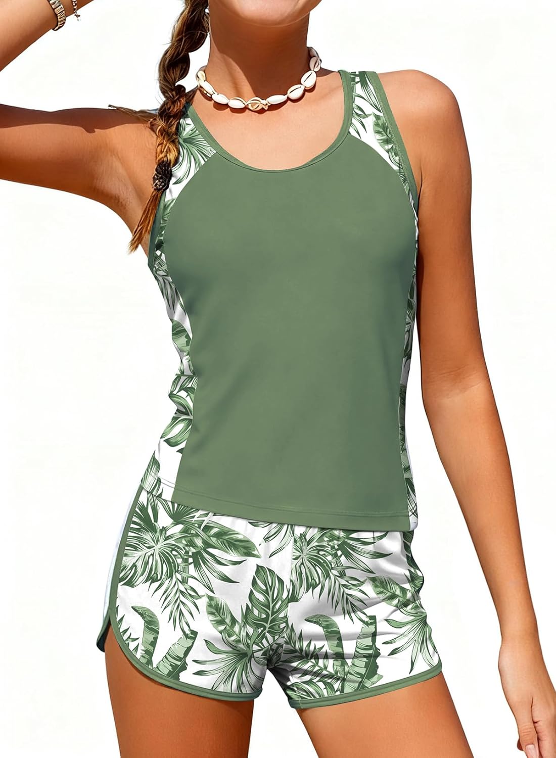 blibean Girls Swimsuits Two Piece Floral Tankini Bathing Suit Size 6-15 Years