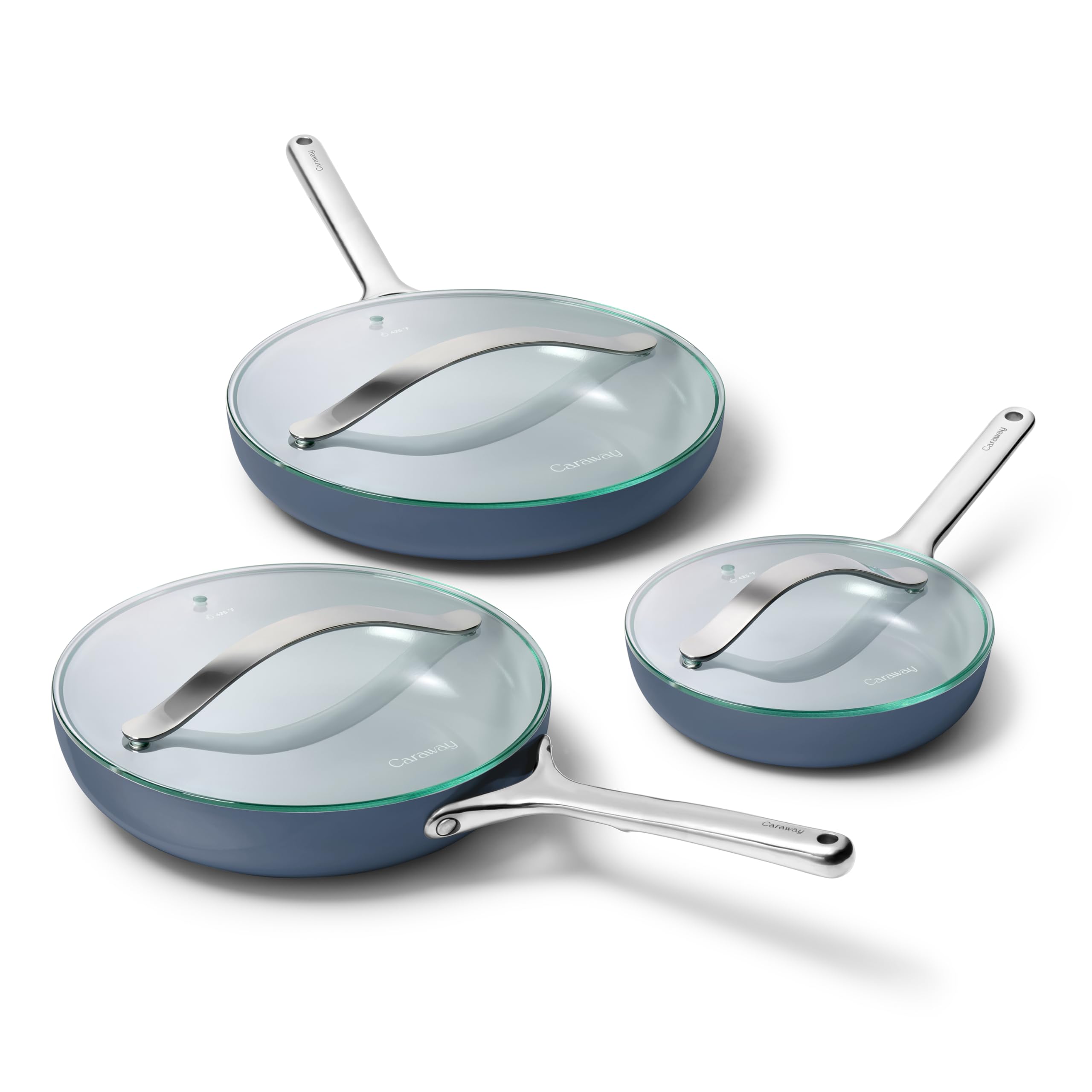 Carway Fry Pan Trio with Glass Lids, 6 Piece Set