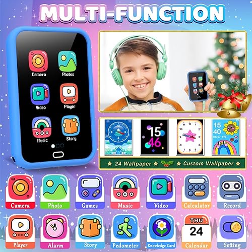 Miniatura 3 de Juguete de dinosaurio para niños, teléfono inteligente para niños y niñas de 3 4 5 6 7 8 años con doble cámara 28 rompecabezas juego 8G TF tarjeta