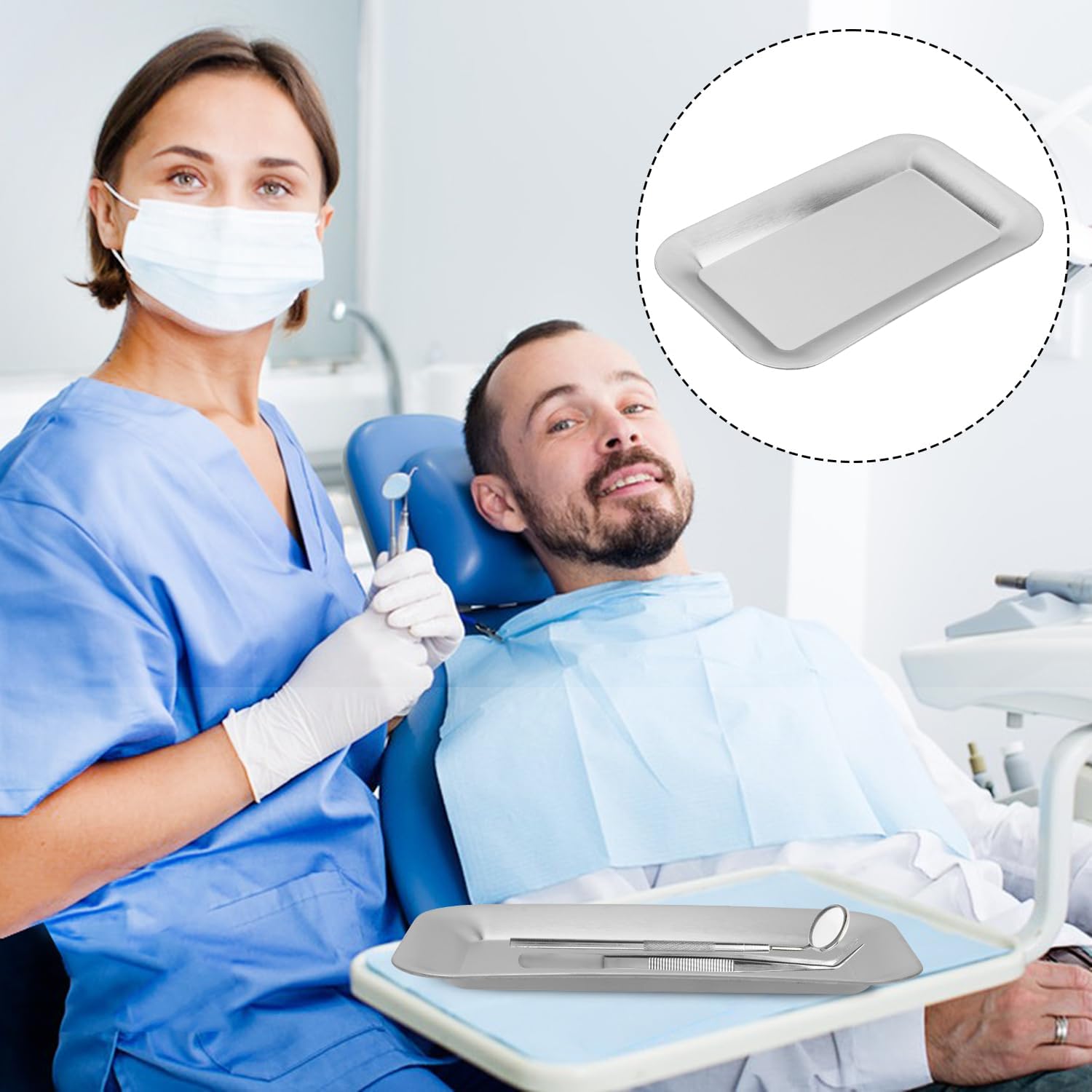 12 Pack Stainless Steel Surgical Tray, 8.27 x 4.92 Inch Small Surgical Tray, Stainless Steel Medical Trays for Lab Instruments Organizer, Flat Bottom Medical Trays for Lab, Dental