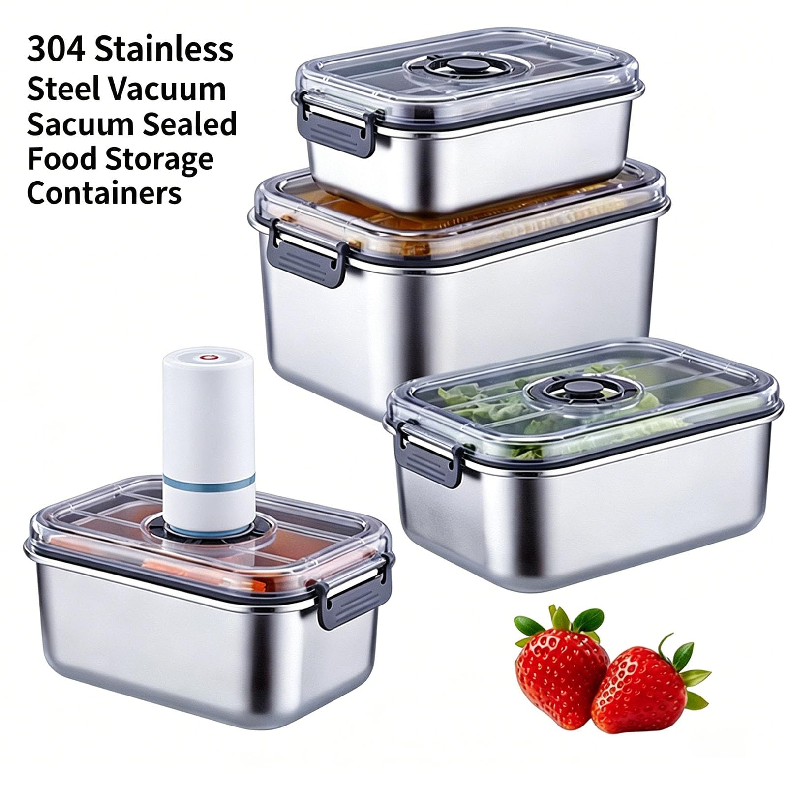 Cajas de almacenamiento vacío inteligentes y eléctrica para ampliar la frescura de los alimentos Seguimiento inteligente de fechas Organizadores de cocina