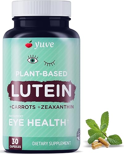 Yuve Suplemento de salud ocular de 20 mg de luteína y zeaxantina con complejo carotenoide Lutemax 2020 clínicamente estudiado – Apoya los ojos