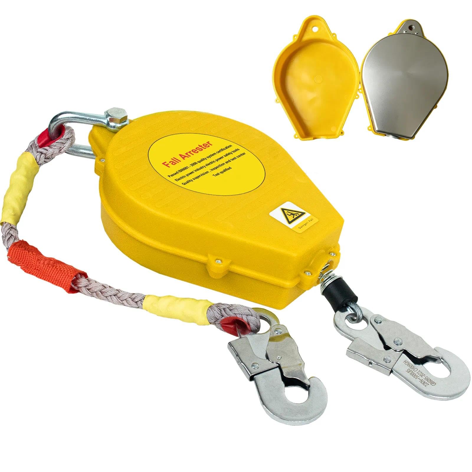 Dispositivo Anticaduta Retrattile Certificato 3-20m(Giallo,5 Metri) | 150kg Imbracatura di Sicurezza Anticaduta Tetto, Verde/Giallo Dispositivo Anticaduta Tetto, Ponteggista e Lavoro Aereo