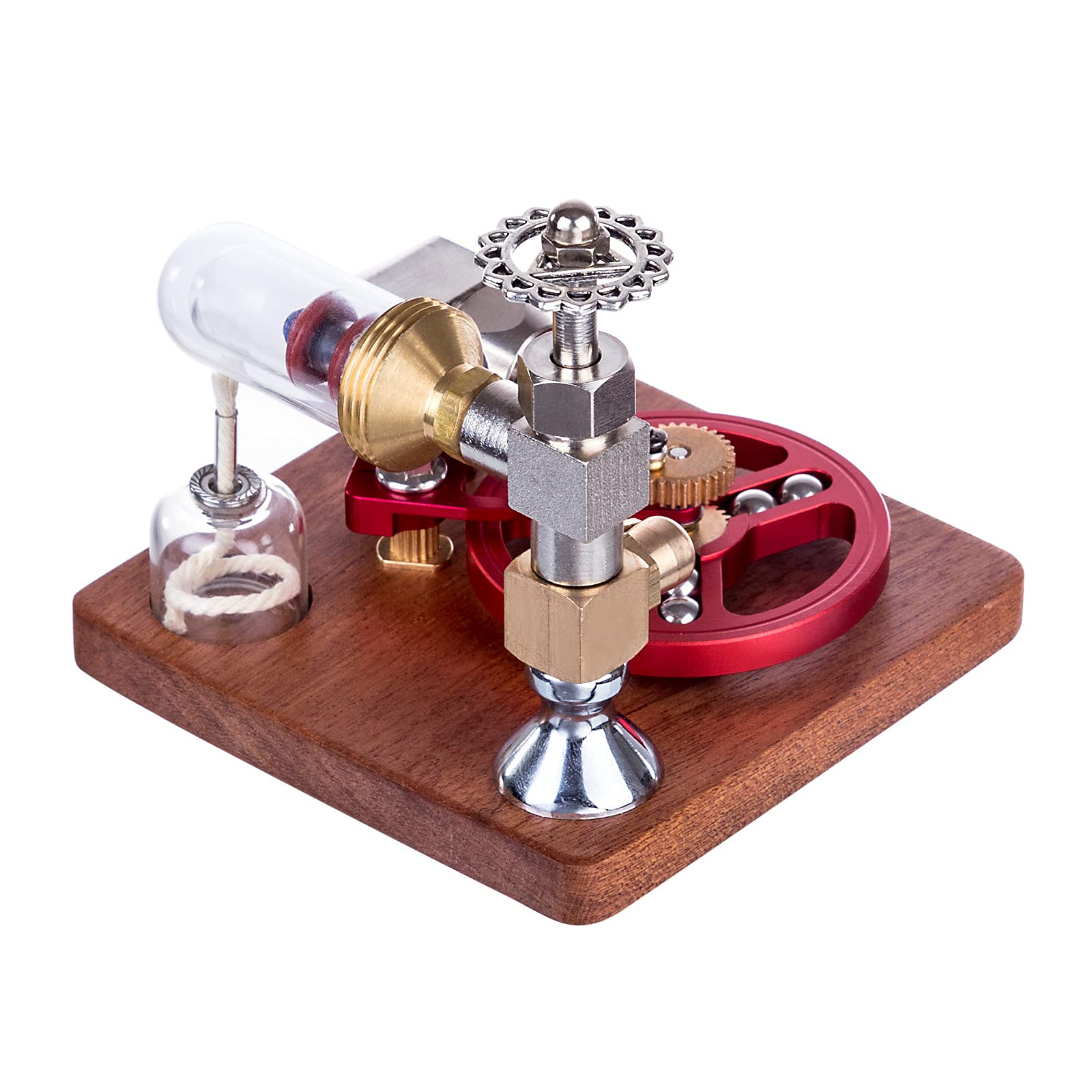 CreativeBlocker Stirlingmotor Model Erwachsen| ENJOMOR Metall Stirlingmotor Der mit Alkohollampen Läufts, Dampfmaschinen einstellbarer Geschwindigkeit, Experimentierkasten Wissenschaft Geschenk