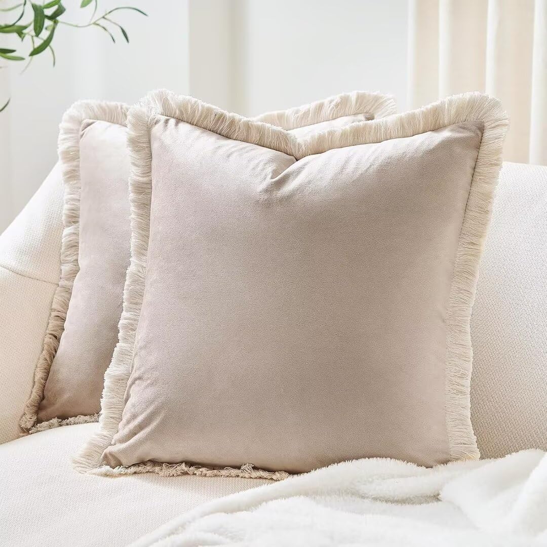2 Pezzi 2 federe per Cuscini 60 x 60 cm 2 federe per Cuscini Decorativi Grandi in Morbido Velluto con Frange Nappe Stile Boho per Divano Camera da Letto Arredamento per la casa 20