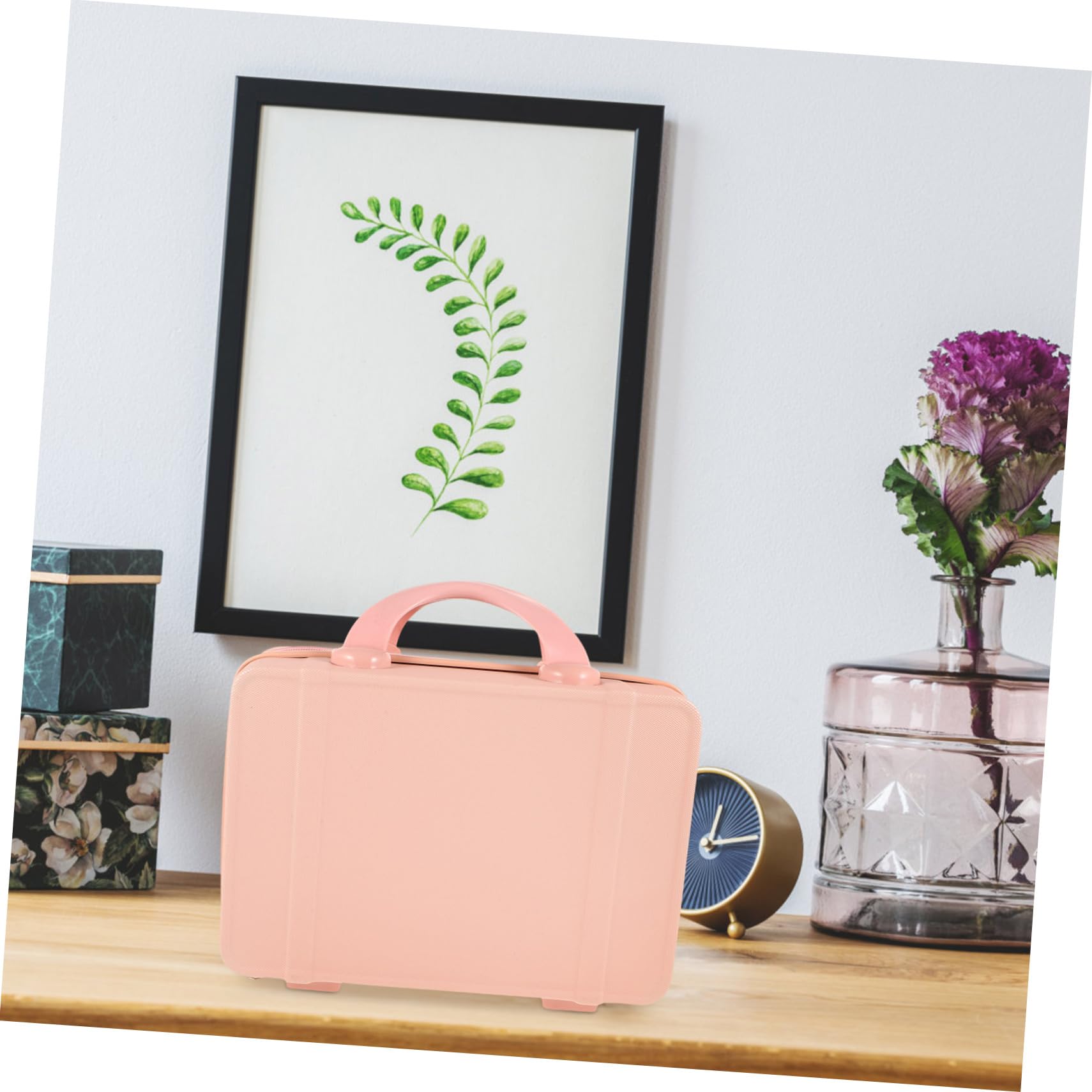 SHERCHPRY Beauty Case da Viaggio 14 Pollici, Valigetta Trucchi in Abs Rosa, e Capiente, Design per Donna, Pratica per Brevi Spostamenti