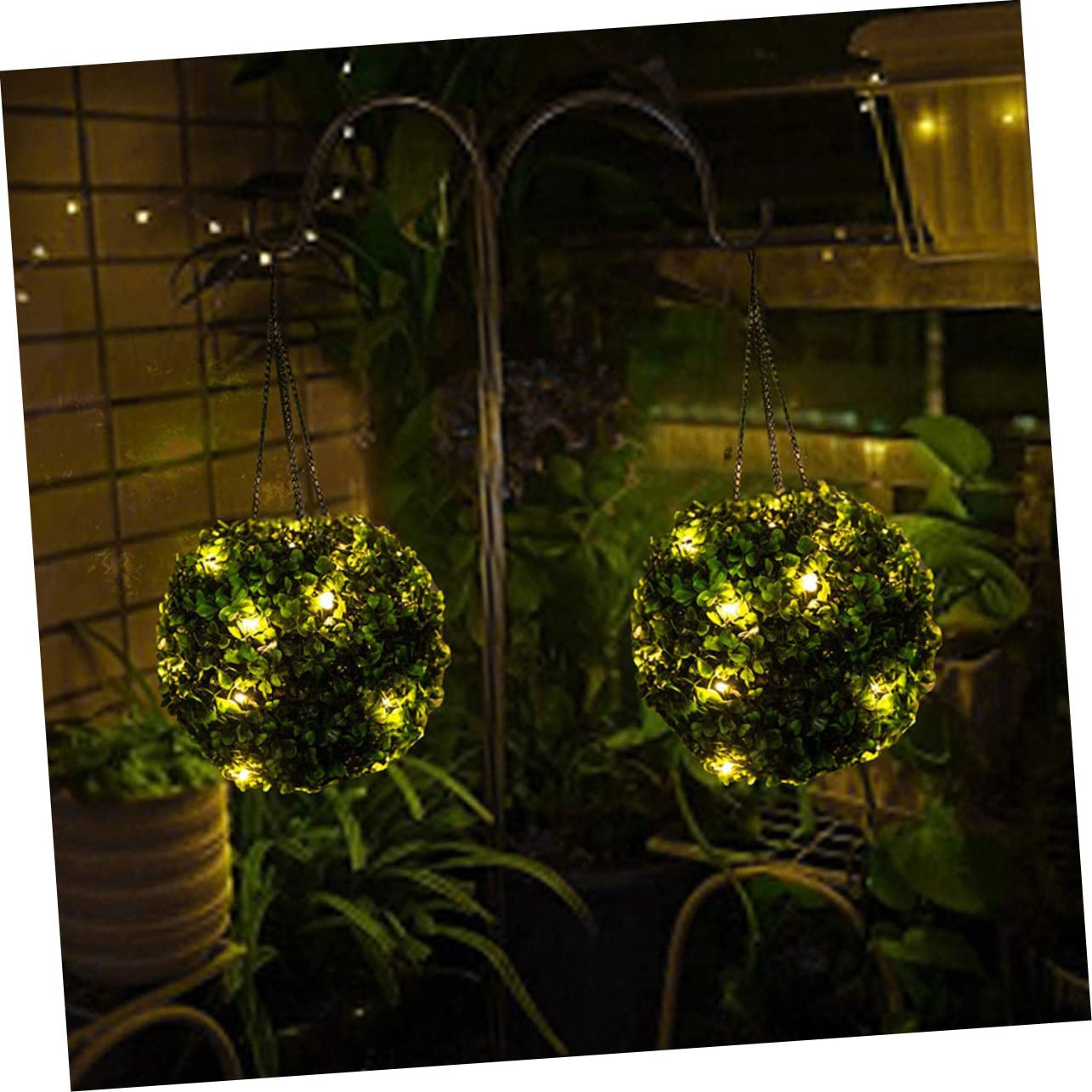 Amosfun 2st Blumen-Gras-Kugel-kronleuchter Solarleuchten Für Den Außenbereich Licht Für Garten Buchsbaum-formschnittkugeln Hängender Kronleuchter Draussen Eisen Weihnachten Garten Licht