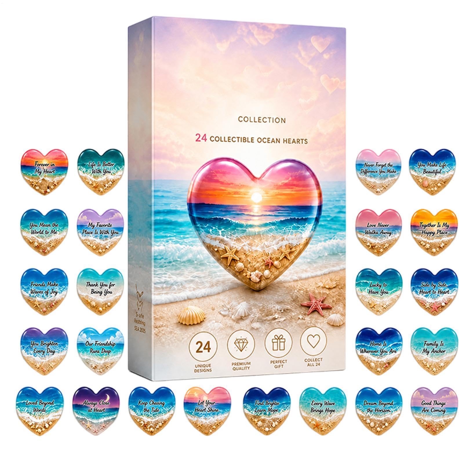 Coeur de Poche en Verre de Plage d'océan pour décoration de fête et anniversaire