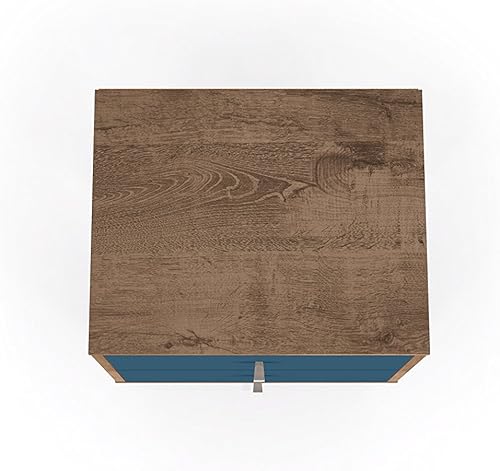 Miniatura 7 de Manhattan Comfort Liberty Modern - Mesita de noche y mesa auxiliar, con 2 cajones, color marrón rústicoazul aguamarina