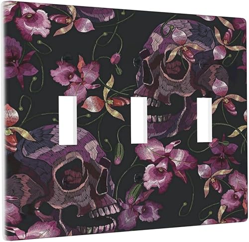 Miniatura 54 de Cubierta de interruptor de luz de palanca doble de 2 cuadras, color rosa, hongos, flores, placa de pared, placa frontal eléctrica, retro, años 70,