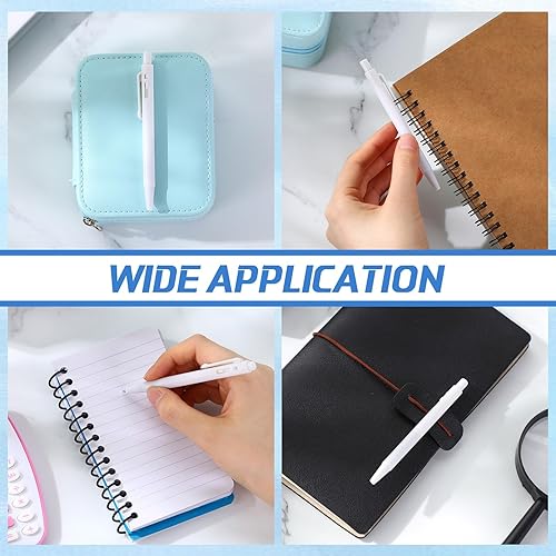 Miniatura 5 de Geyoga 200 mini bolígrafos blancos de 4 pulgadas, a granel, punta fina, pequeños retráctiles, tinta negra, con clip para cuaderno, escuela, oficina